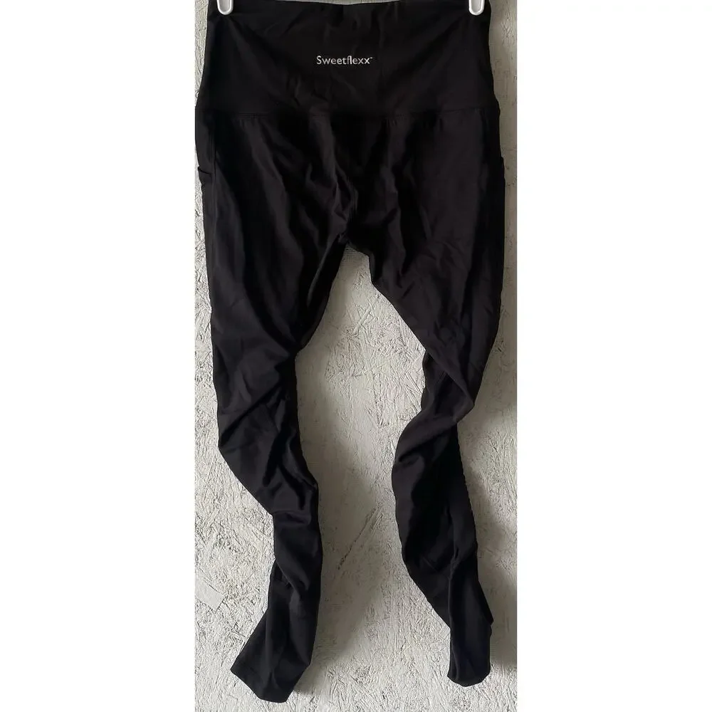 Sweetflexx Resistance Leggings W/ Pockets Womens 8 Black Workout ActiveWear NWOT